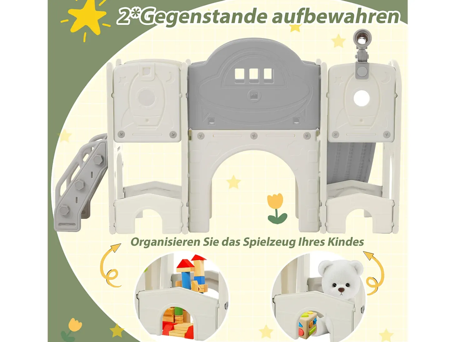 Brinquedo de escalada infantil 10 em 1 com escorrega, independente, escalada, jogo de perfuração, verde
