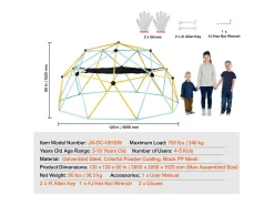 Brinquedo SucceBuy Domo de Escalada de 300CM com Hammock E Balanço, Jungle Gym para Crianças