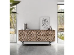 Buffet à 4 portas fabricado à la main em madeira manguier 177 cm