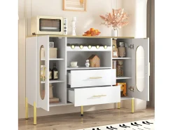 Buffet 120×38×90 cm - com 2 portas e 2 gavetas - com suporte para vinho - MDF - branco