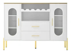 Buffet 120×38×90 cm - com 2 portas e 2 gavetas - com suporte para vinho - MDF - branco