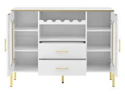 Buffet 120×38×90 cm - com 2 portas e 2 gavetas - com suporte para vinho - MDF - branco