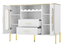 Buffet 120×38×90 cm - com 2 portas e 2 gavetas - com suporte para vinho - MDF - branco