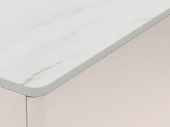Buffet 3 portas com LEDs em MDF - Bege e efeito mármore branco - DEVIKA