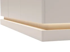 Buffet 3 portas com LEDs em MDF - Bege e efeito mármore branco - DEVIKA