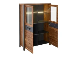 Buffet alto coleção WINDSOR. Cores carvalho escuro e cinza antracite.