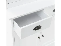 Buffet aparador console armário unidade de armazenamento armário de porcelana com 4 portas em MDF e madeira de pinho 180 cm 4402167