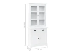 Buffet aparador console armário unidade de armazenamento armário de porcelana com 4 portas em MDF e madeira de pinho 180 cm 4402167