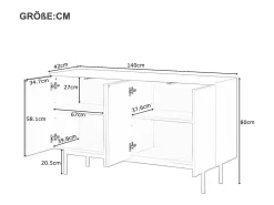Buffet branco com 4 porta cintrée, estilo simples, pode ser colocado no salão, na sala de manjedoura, no couloir