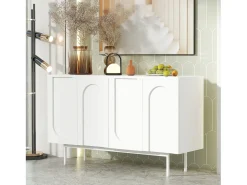 Buffet branco com 4 porta cintrée, estilo simples, pode ser colocado no salão, na sala de manjedoura, no couloir