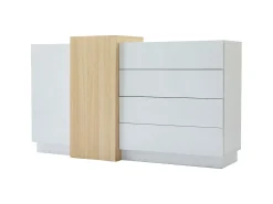 Buffet brilhante 140x35x81 cm - com 2 portas - com 4 gavetas - MDF - branco