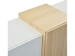 Buffet brilhante 140x35x81 cm - com 2 portas - com 4 gavetas - MDF - branco