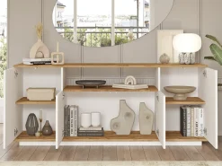 Buffet com 4 portas e 1 prateleira - Branco e natural - LOTULA