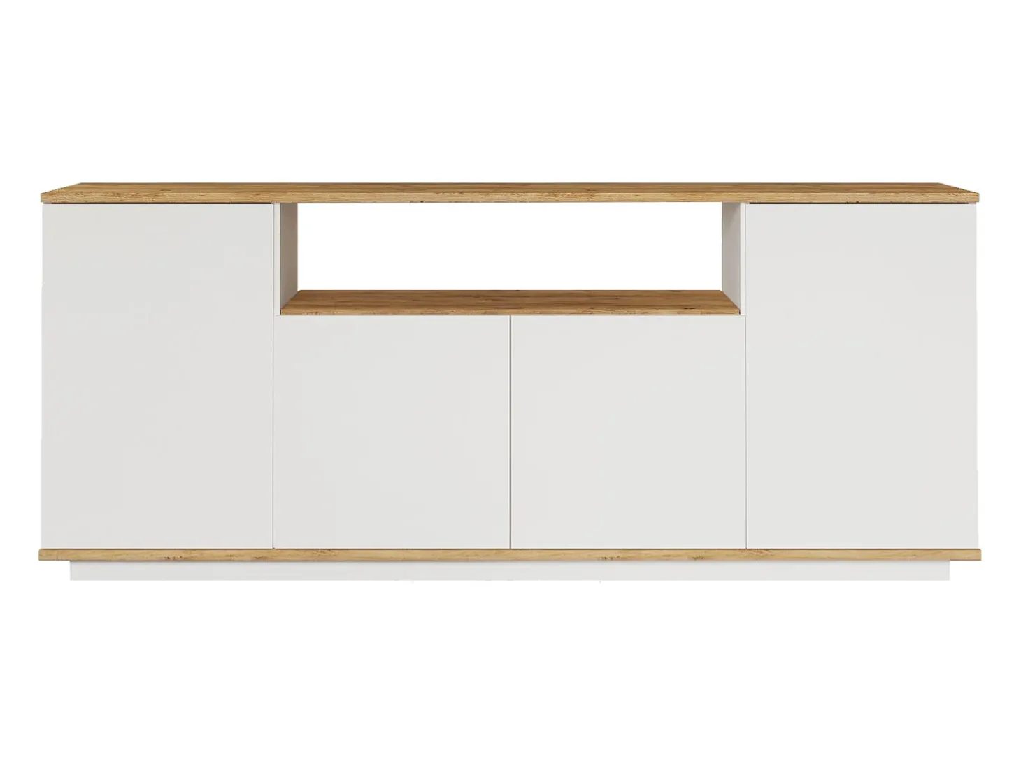 Buffet com 4 portas e 1 prateleira - Branco e natural - LOTULA