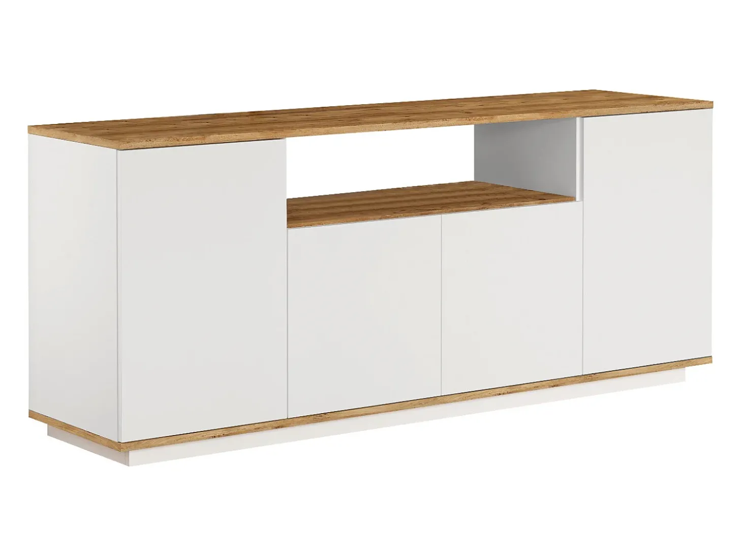 Buffet com 4 portas e 1 prateleira - Branco e natural - LOTULA