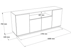 Buffet com 4 portas e 1 prateleira - Branco e natural - LOTULA