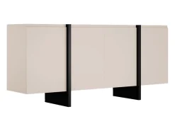 Buffet com 4 portas em MDF - Bege e preto - LUVONIA