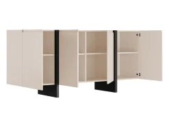 Buffet com 4 portas em MDF - Bege e preto - LUVONIA