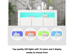 Buffet de 3 e 1 Nicho - Painel de partículas - com 16 cores LED e controle remoto - branco