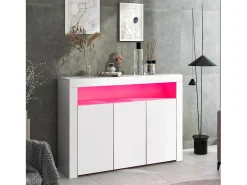 Buffet de 3 e 1 Nicho - Painel de partículas - com 16 cores LED e controle remoto - branco