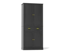 Buffet de cozinha 80×40×182 cm - com 2 portas e 1 gaveta - 2 portas com prateleiras - preto