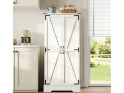 Buffet de cozinha 60×35×128.5 cm - com LED - 2 portas com prateleiras - branco