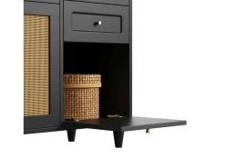Buffet de cozinha 120×45×195,5 cm - com iluminação LED - 3 gavetas e 6 portas - prateleiras ajustáveis - preto