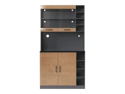 Buffet de cozinha 100×47×187 cm - com LED - 2 portas - natural+preto