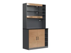 Buffet de cozinha 100×47×187 cm - com LED - 2 portas - natural+preto