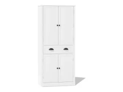 Buffet de cozinha 80×40×182 cm - com 2 portas e 1 gaveta - 2 portas com prateleiras - branco
