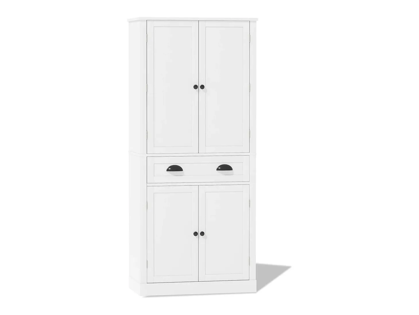 Buffet de cozinha 80×40×182 cm - com 2 portas e 1 gaveta - 2 portas com prateleiras - branco