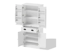 Buffet de cozinha 80×40×182 cm - com 2 portas e 1 gaveta - 2 portas com prateleiras - branco