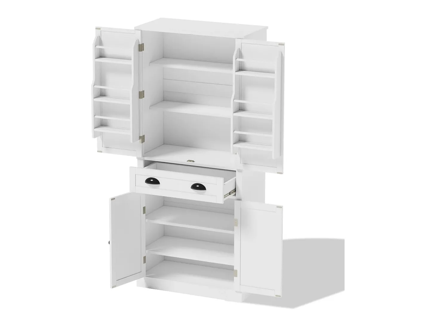 Buffet de cozinha 80×40×182 cm - com 2 portas e 1 gaveta - 2 portas com prateleiras - branco