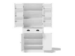Buffet de cozinha 80×40×182 cm - com 2 portas e 1 gaveta - 2 portas com prateleiras - branco