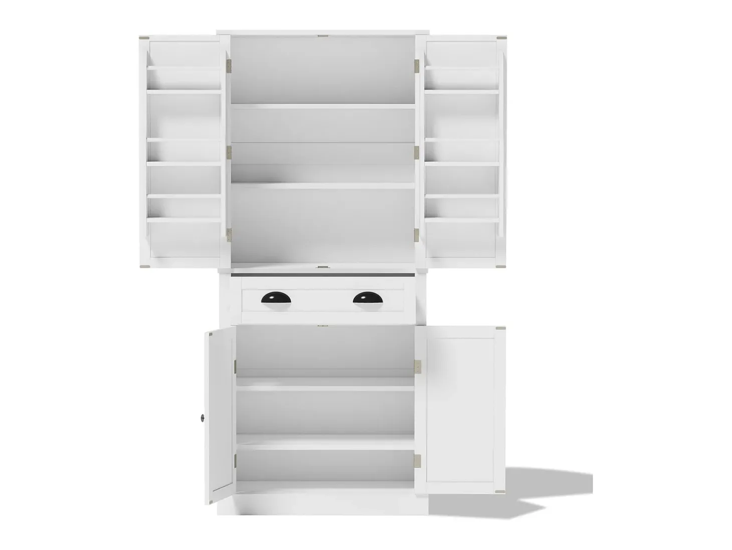 Buffet de cozinha 80×40×182 cm - com 2 portas e 1 gaveta - 2 portas com prateleiras - branco