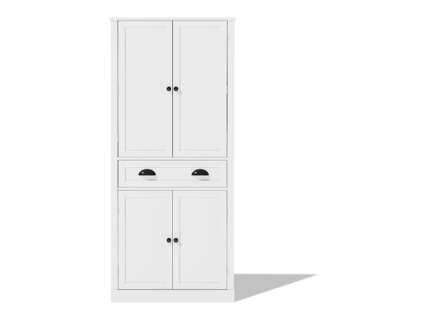 Buffet de cozinha 80×40×182 cm - com 2 portas e 1 gaveta - 2 portas com prateleiras - branco