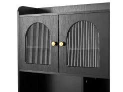Buffet de cozinha moderno 140x40x190cm - con prateleiras abertas - con 3 gavetas e 5 portas - Preto