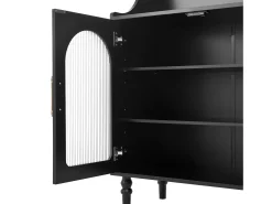 Buffet de cozinha moderno 120x40x138.5cm - con tomada e porta-copos de vinho - con 3 gavetas e 2 portas - Preto