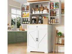 Buffet de cozinha moderno 80x40x180 cm - 4 portas + 1 gaveta - móvel alto - MDF - Branco