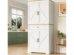 Buffet de cozinha moderno 80x40x180 cm - 4 portas + 1 gaveta - móvel alto - MDF - Branco