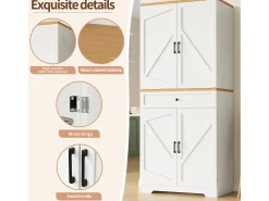 Buffet de cozinha moderno 80x40x180 cm - 4 portas + 1 gaveta - móvel alto - MDF - Branco