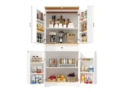 Buffet de cozinha moderno 80x40x180 cm - 4 portas + 1 gaveta - móvel alto - MDF - Branco
