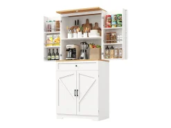 Buffet de cozinha moderno 80x40x180 cm - 4 portas + 1 gaveta - móvel alto - MDF - Branco