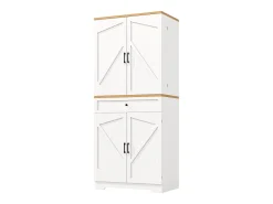 Buffet de cozinha moderno 80x40x180 cm - 4 portas + 1 gaveta - móvel alto - MDF - Branco