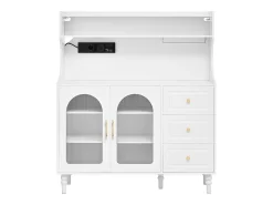 Buffet de cozinha moderno 120x40x138.5cm - con tomada e porta-copos de vinho - con 3 gavetas e 2 portas - Branco