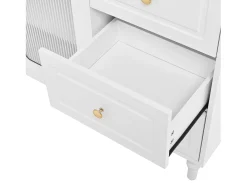 Buffet de cozinha moderno 120x40x138.5cm - con tomada e porta-copos de vinho - con 3 gavetas e 2 portas - Branco