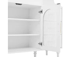 Buffet de cozinha moderno 120x40x138.5cm - con tomada e porta-copos de vinho - con 3 gavetas e 2 portas - Branco