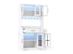 Buffet de cozinha moderno 100x40x180cm - con tomada e LED - com 2 gavetas e 6 portas - Branco