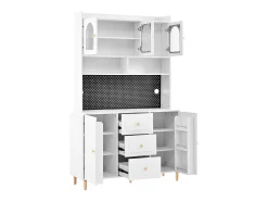Buffet de cozinha moderno 140x40x190cm - con prateleiras abertas - con 3 gavetas e 5 portas - Branco