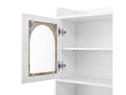 Buffet de cozinha moderno 140x40x190cm - con prateleiras abertas - con 3 gavetas e 5 portas - Branco